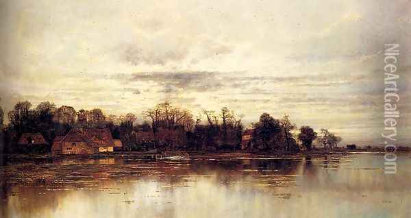 An Autumn Evening On The Thames Oil Painting - Karl Heffner
