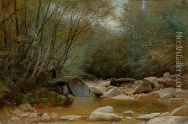Forest Stream Oil Painting - Gustave Castan