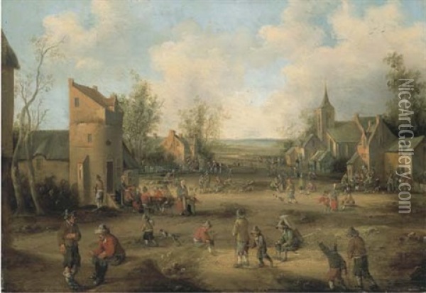 Rue De Village Oil Painting - Cornelis Droochsloot