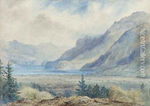A mountainous lake landscape Oil Painting - Elijah Walton