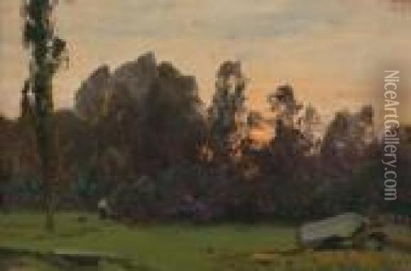 Sunset Oil Painting - Ludwig Willroider