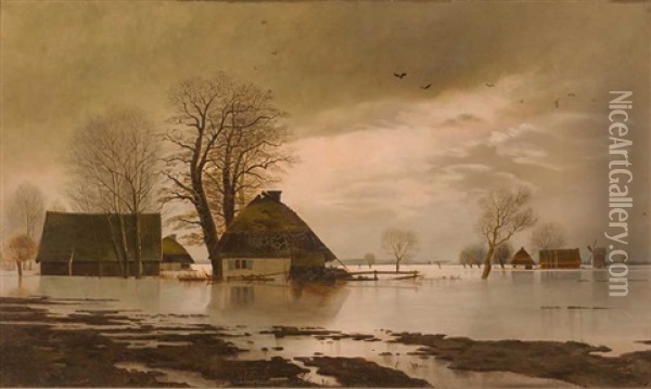 Niederrheinische Landschaft Bei Hochwasser Oil Painting - Willem Bastiaan Tholen
