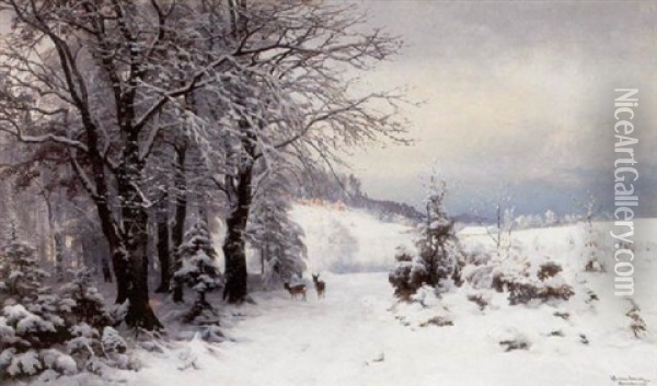 Nyfalden Sne Oil Painting - Anders Andersen-Lundby