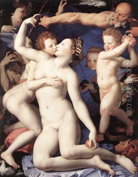 Venus, Cupide and the Time (Allegory of Lust) 1540-45 Oil Painting - Agnolo Bronzino