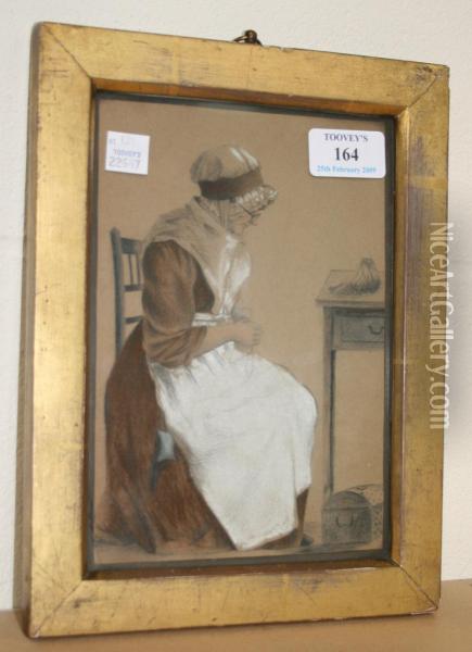Portrait Of Martha M. Landsham... When 70 Years Of Age Oil Painting - Lady Louisa, L.L. Kerr