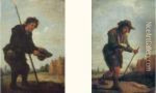 Deux Mendiants Oil Painting - David The Younger Teniers