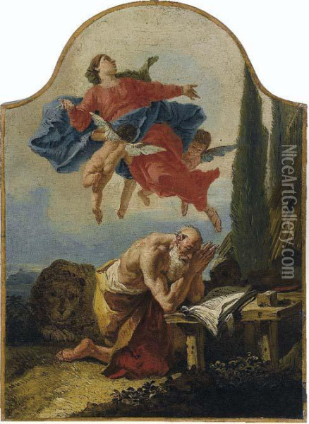 La Vergine Appare A San Girolamo Oil Painting - Francesco Fontebasso