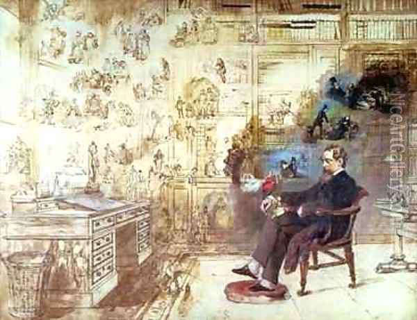 Dickens' Dream Oil Painting - Robert William Buss