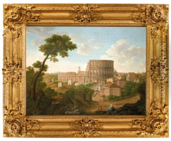 Vue Du Colisee Oil Painting - Charles-Louis Clerisseau