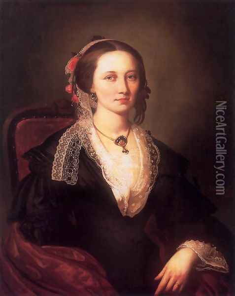 The Artists Wife 1856 Oil Painting - Karoly Jakobey