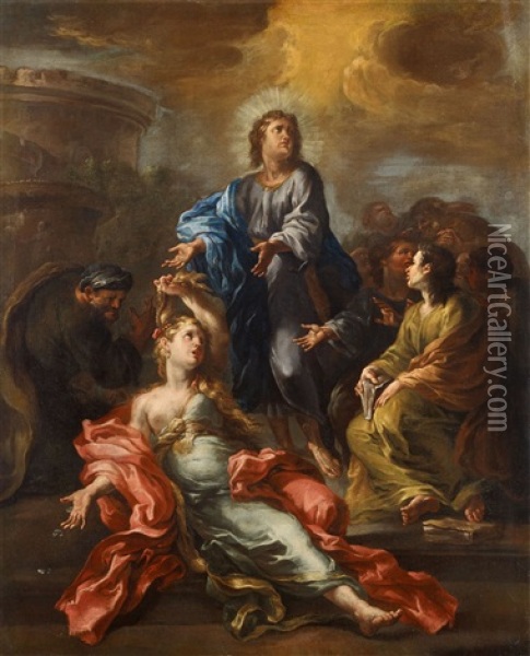 Christus Und Die Ehebrecherin Oil Painting - Giacomo del Po