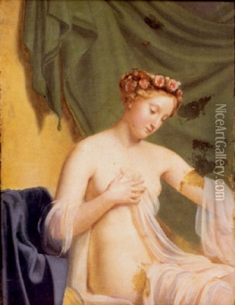 Odalisque A La Draperie Oil Painting - Merry-Joseph Blondel