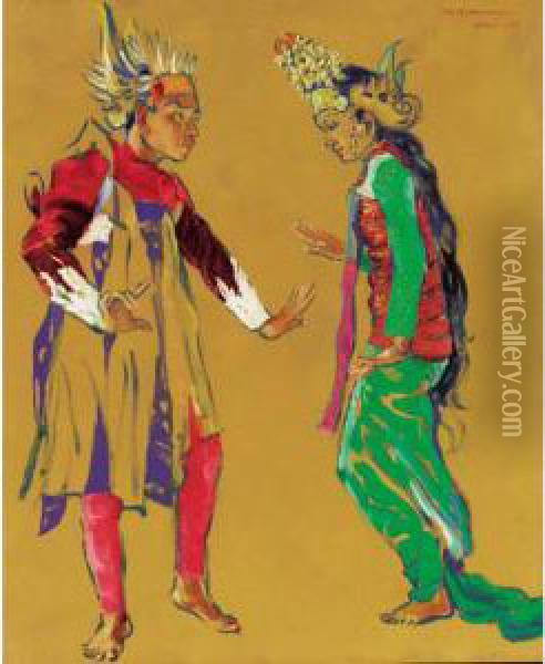 Two Dancers Oil Painting - Czeslaw Mystkowski