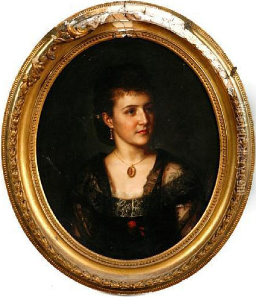 A Portrait Of A Lady Oil Painting - Ludwig Horst