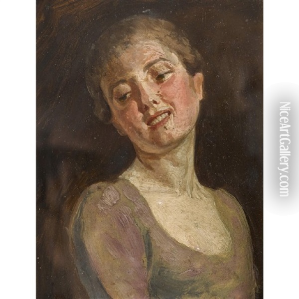 Portrat Einer Lachelnden Dame Oil Painting - Giovanni Sottocornola