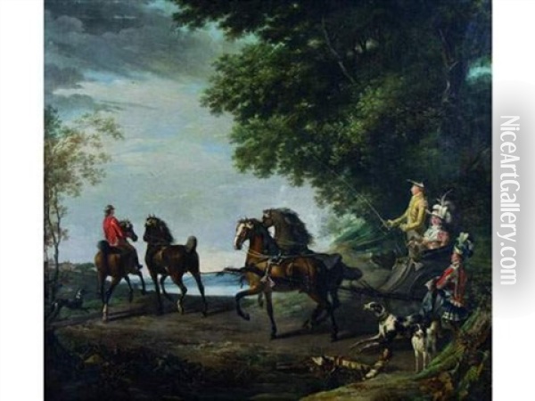 La Promenade Oil Painting - Jean-Baptiste Leprince