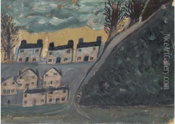 White Cottages Oil Painting - Alfred Wallis