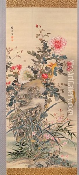 Summer Flowers Oil Painting - Yamamoto Baiitsu