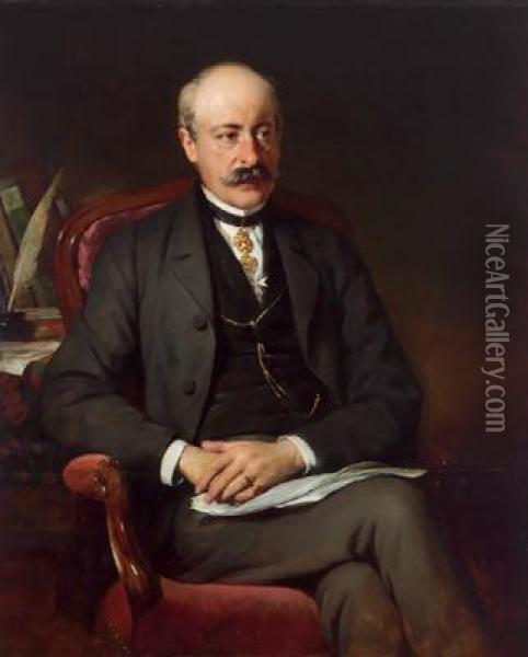 Portrait Baron Franz Caspar Carl Luger Freiherr Von Mylius Oil Painting - Friedrich Ritter von Amerling