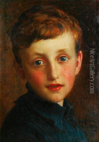 Portrait Of A Young Boy Oil Painting - Frederick George Cotman