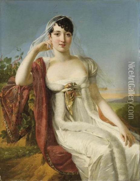 Portrait D'une Dame Assise Dans Un Paysage Oil Painting - Baron Francois Gerard