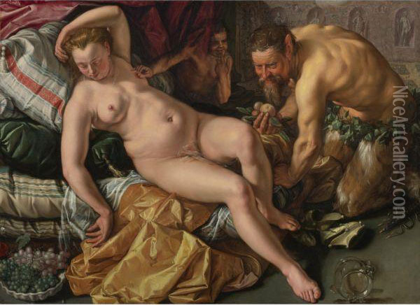 Jupiter And Antiope Oil Painting - Hendrick Goltzius
