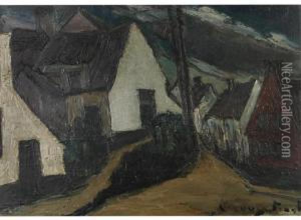 Village View Oil Painting - Victor Verougstraete