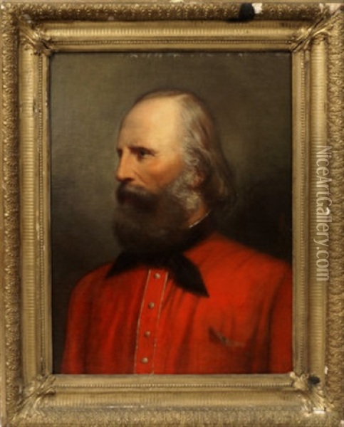 Portrait Of Giuseppe Garibaldi Oil Painting - Eduard Ritschl