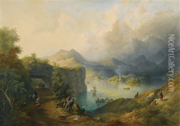 Upper Lake, Killarney, Taken From The Tunnel Oil Painting - Richard Brydges Beechey