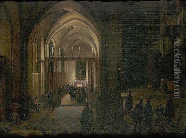 A Church Interior Oil Painting - Hendrick van, the Younger Steenwyck