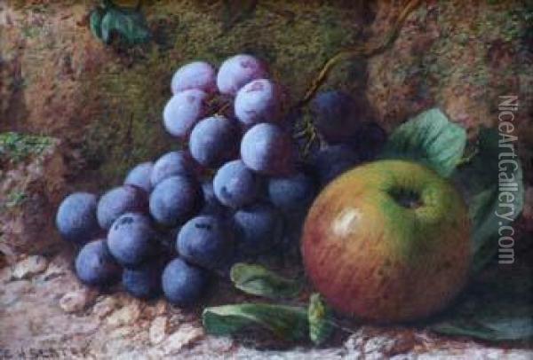 Still Life Studyof Apples And Grapes Oil Painting - Charles Henry Slater