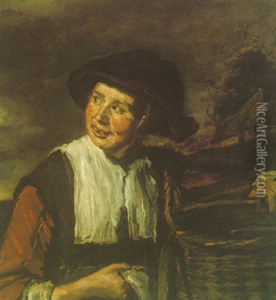 A Fishergirl Oil Painting - Frans Franszoon Hals the Younger