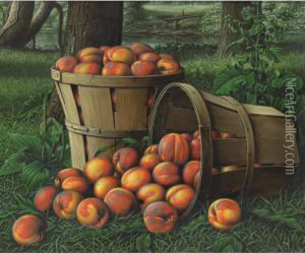 Baskets Of Peaches Oil Painting - Levi Wells Prentice