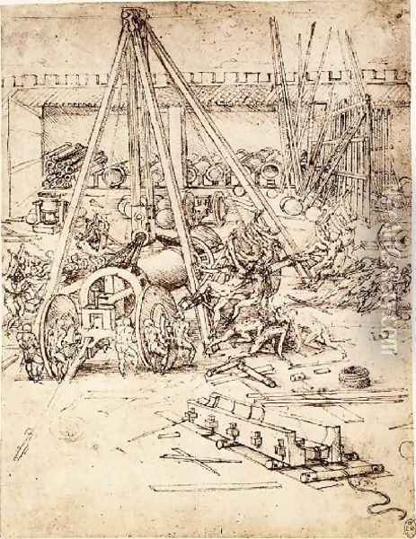 Cannon Foundry Oil Painting - Leonardo Da Vinci
