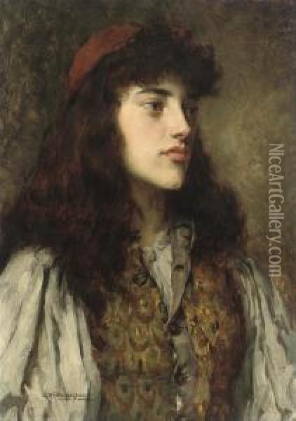 The Gypsy Girl Oil Painting - William A. Breakspeare
