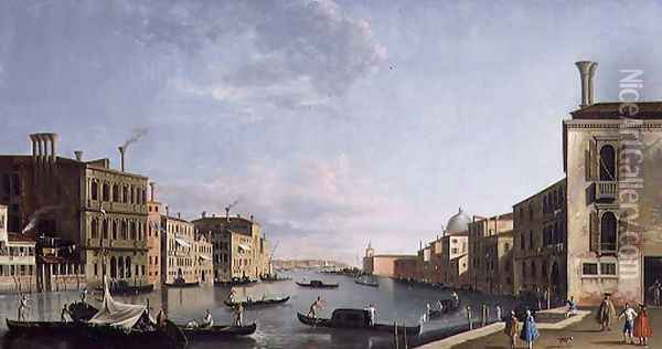 Venice Grand Canal looking from the Campo San Vio towards the Bacino Oil Painting - Francesco Tironi
