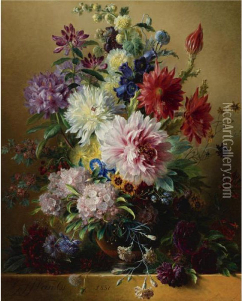 Still Life Of Flowers Oil Painting - Georgius Jacobus J. Van Os
