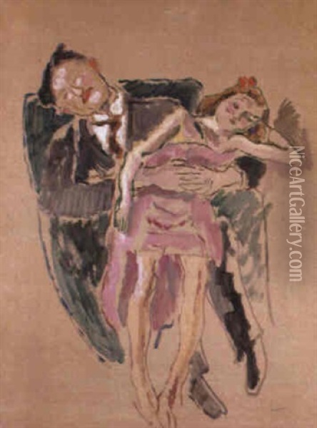 Couple Endormi Oil Painting - Jules Pascin