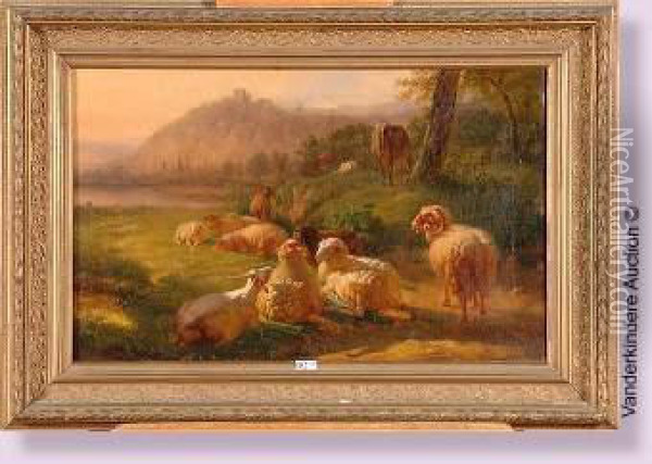 Moutons Et Vaches Au Pre Oil Painting - Balthasar Paul Ommeganck