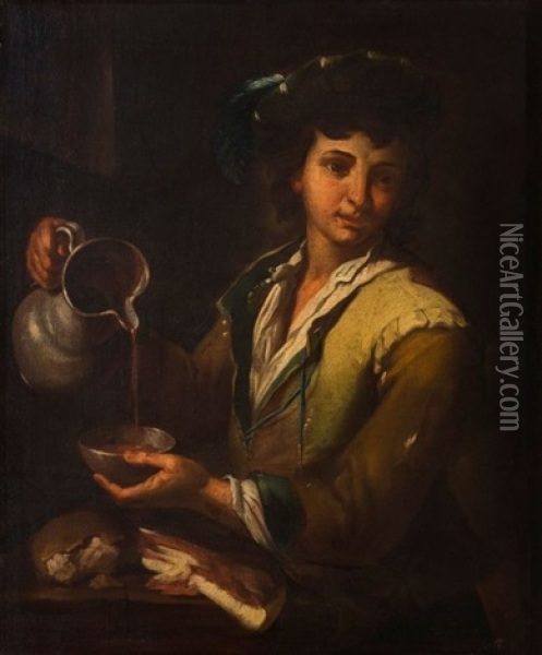 Jeune Buveur Oil Painting - Antonio Mercurio Amorosi