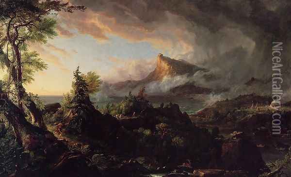 The Course of the Empire: The Savage State Oil Painting - Thomas Cole