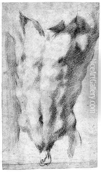 A Male Torso, after the Antique Oil Painting - French School