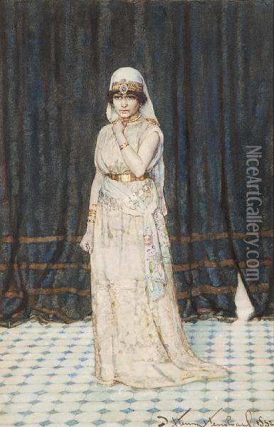 Portrait Of A Young Lady In Orientalist Attire Oil Painting - John Henry Henshall