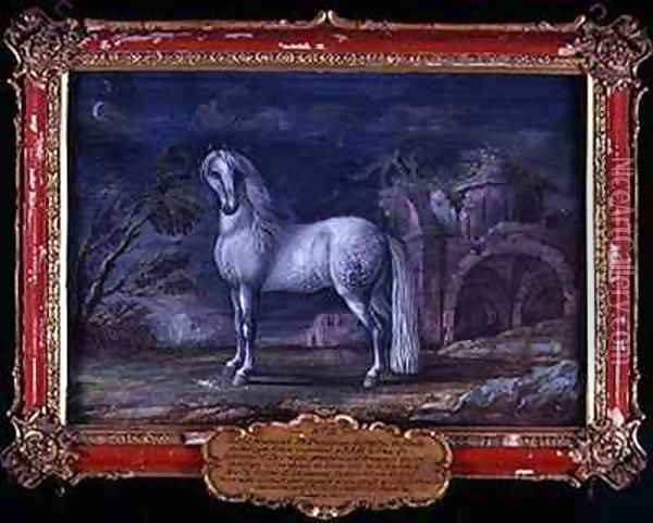 No 3 Superbe a German dappled grey horse from the Spanish Riding School who was famous for his piaffe Oil Painting - Baron Reis d' Eisenberg