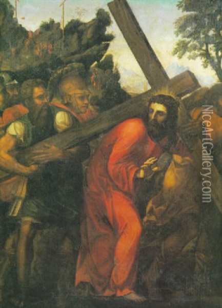 Gesu Porta La Croce Aiutato Dal Cirenaico Oil Painting - Bartolomeo Neroni