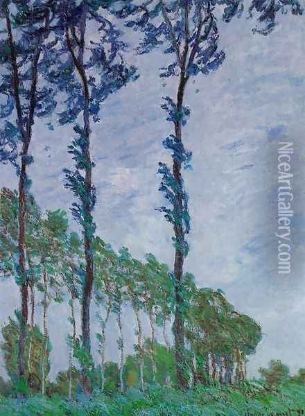 Poplars Wind Effect Oil Painting - Claude Oscar Monet