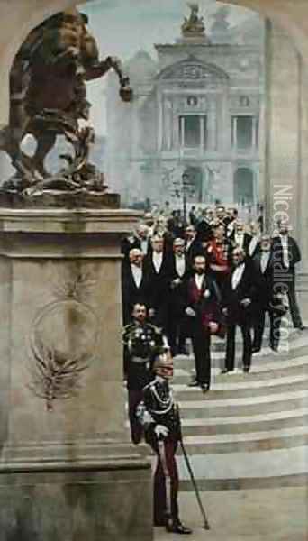 President Sadi Carnot 1837-94 and his Government in Front of the Opera de Paris Oil Painting - Henri & Stevens, Alfred Gervex