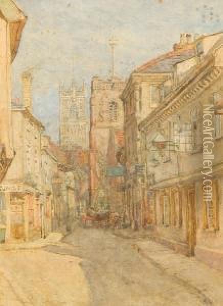 St. Stephens Lane, Ipswich Oil Painting - George Robert Rushton
