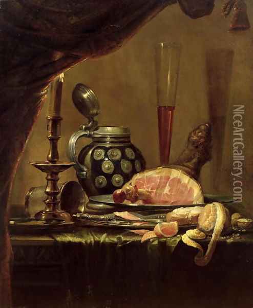 Still Life with Ham Oil Painting - Pieter de Ring