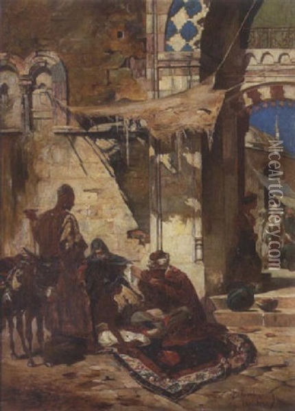 Beim Arzt Im Agyptischen Basar Oil Painting - Ferencz Franz Eisenhut